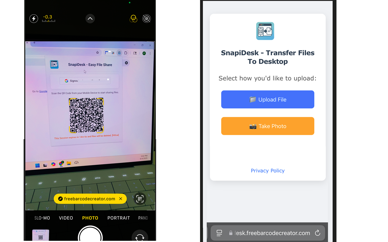 Scanning QR Code with Phone and Clicking URL